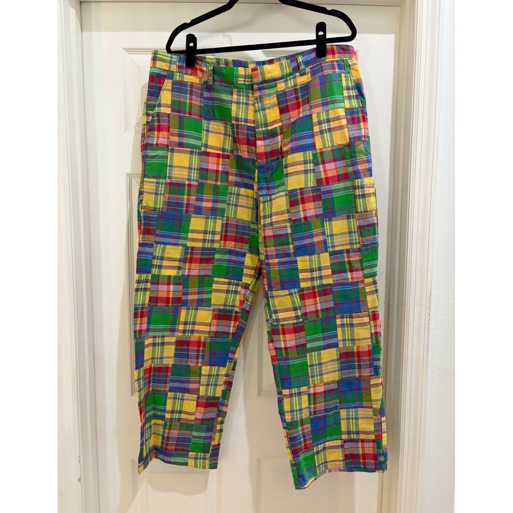 Lilly Pulitzer Via Palm Beach Men's 38 Multicolor Madras Plaid Straight Pants